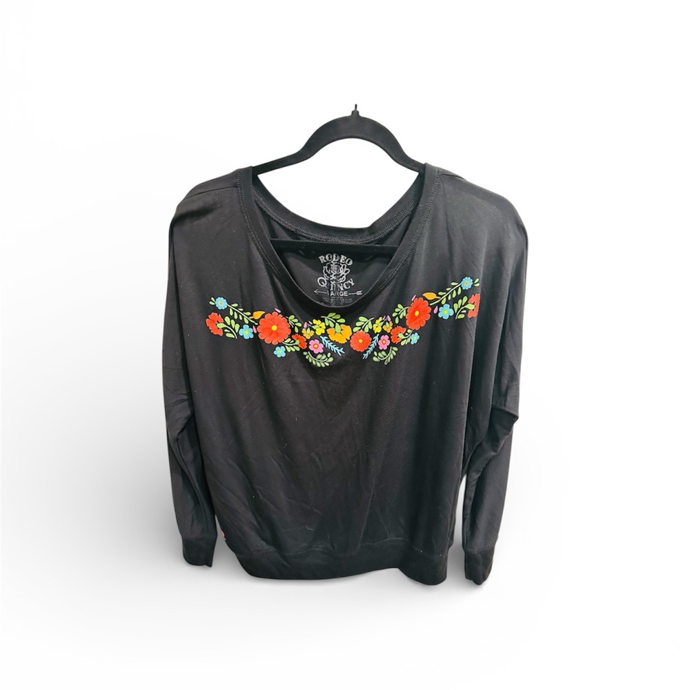 Rodeo Quincy Black Top with Floral Print